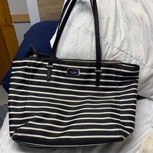 Kate Spade Black and Cream Striped Tote
